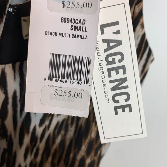 NWT L'AGENCE Camilla slip dress 100% silk leopard print belted - Picture 7 of 11